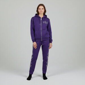 Unisex Purple Eternals Rhinestone Fashion Heavy Fleece Tracksuit - King of Kings